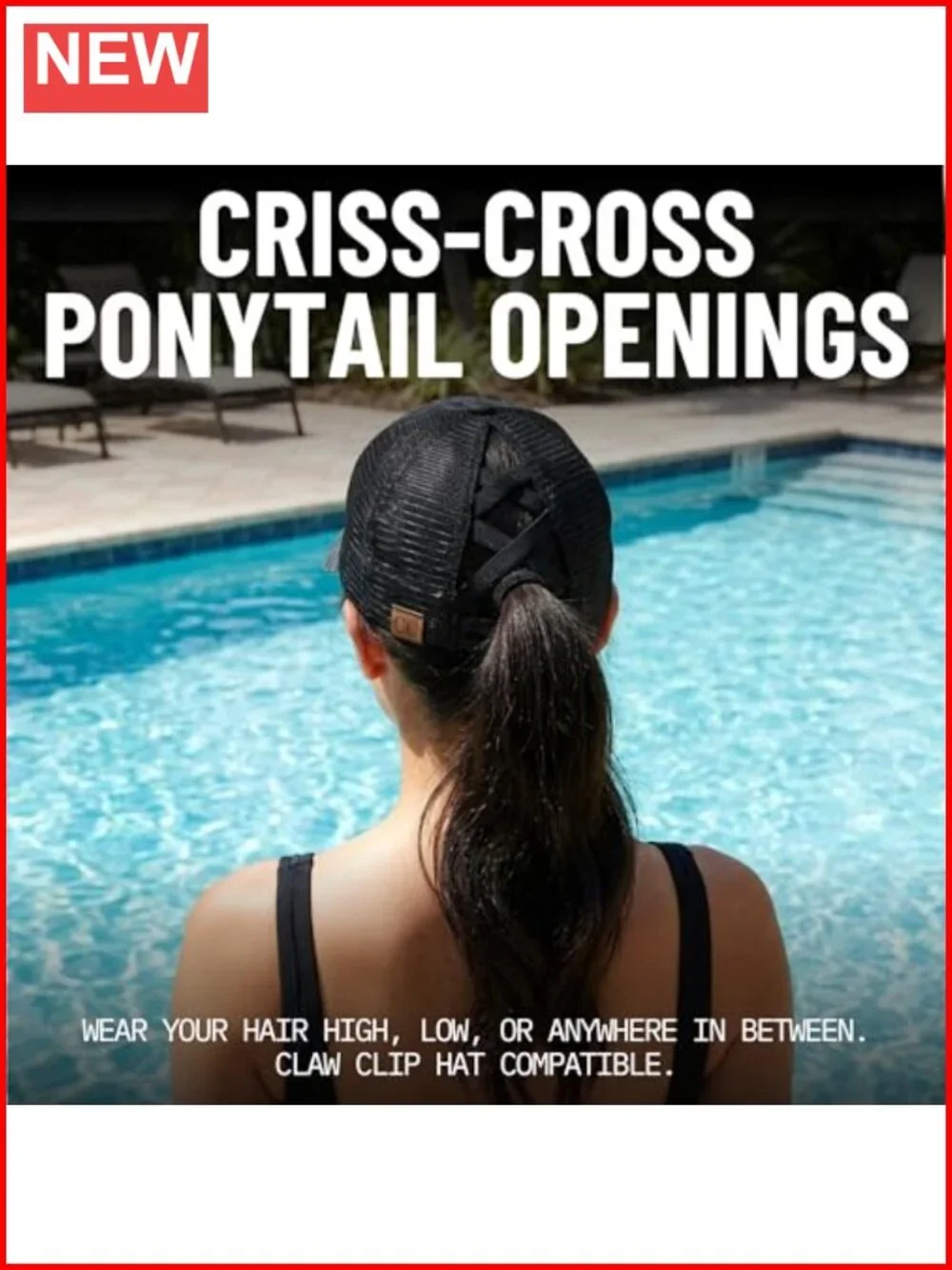 Women's Criss Cross Ponytail Baseball Cap with 3 Holes, Messy Bun Hat,